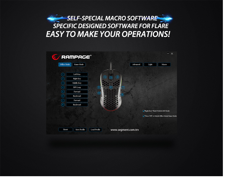Rampage Smx-R85 Gentle Hafif Tasarım Rgb Makrolu Gaming Oyuncu Mouse - Siyah
